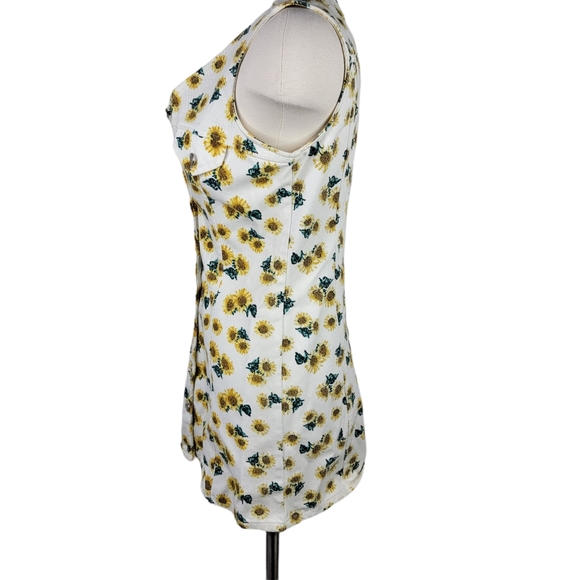 Vintage 90s Sunflower Denim A. Byer Sleeveless button Up Womens XS Dress - Picture 3 of 8